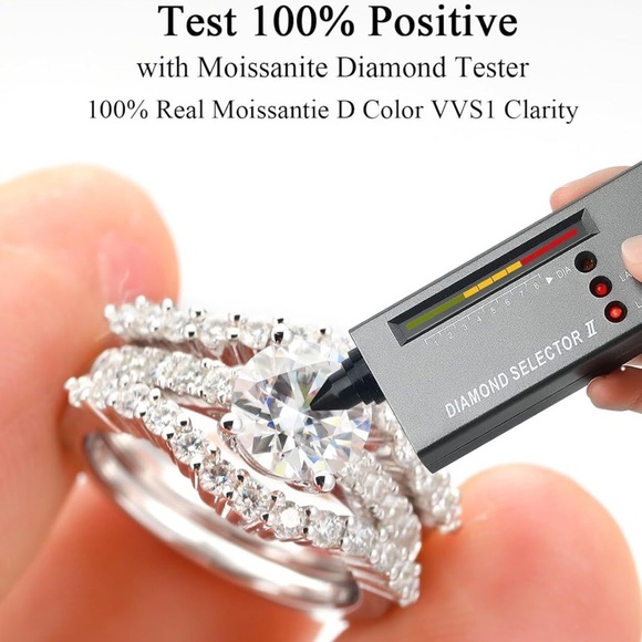 Certified Moissanite Bridal Ring Set 3 cts. Round Cut - Picture 4 of 5